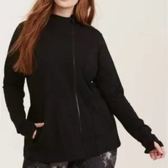 torrid Tops - Torrid Active Black Fleece  Front Zip Lined Hood Hoodie  Plus Size 5X